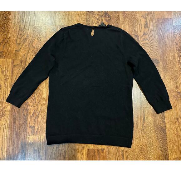Talbots Women’s Pure Cashmere Crew Neck Sweater Black Size Medium Imperfection - Picture 2 of 9